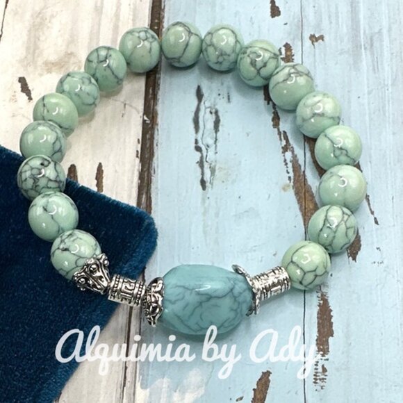 Alquimia Jewelry - Chunky Turquoise and silver statement barcelet